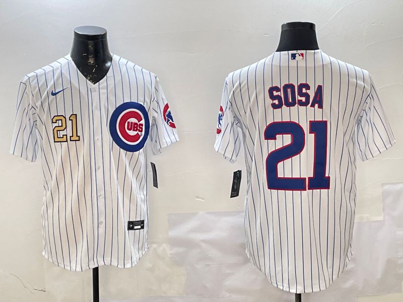 Men Chicago Cubs #21 Sosa White Stripe Game 2025 Nike MLB Jersey style 4->chicago cubs->MLB Jersey